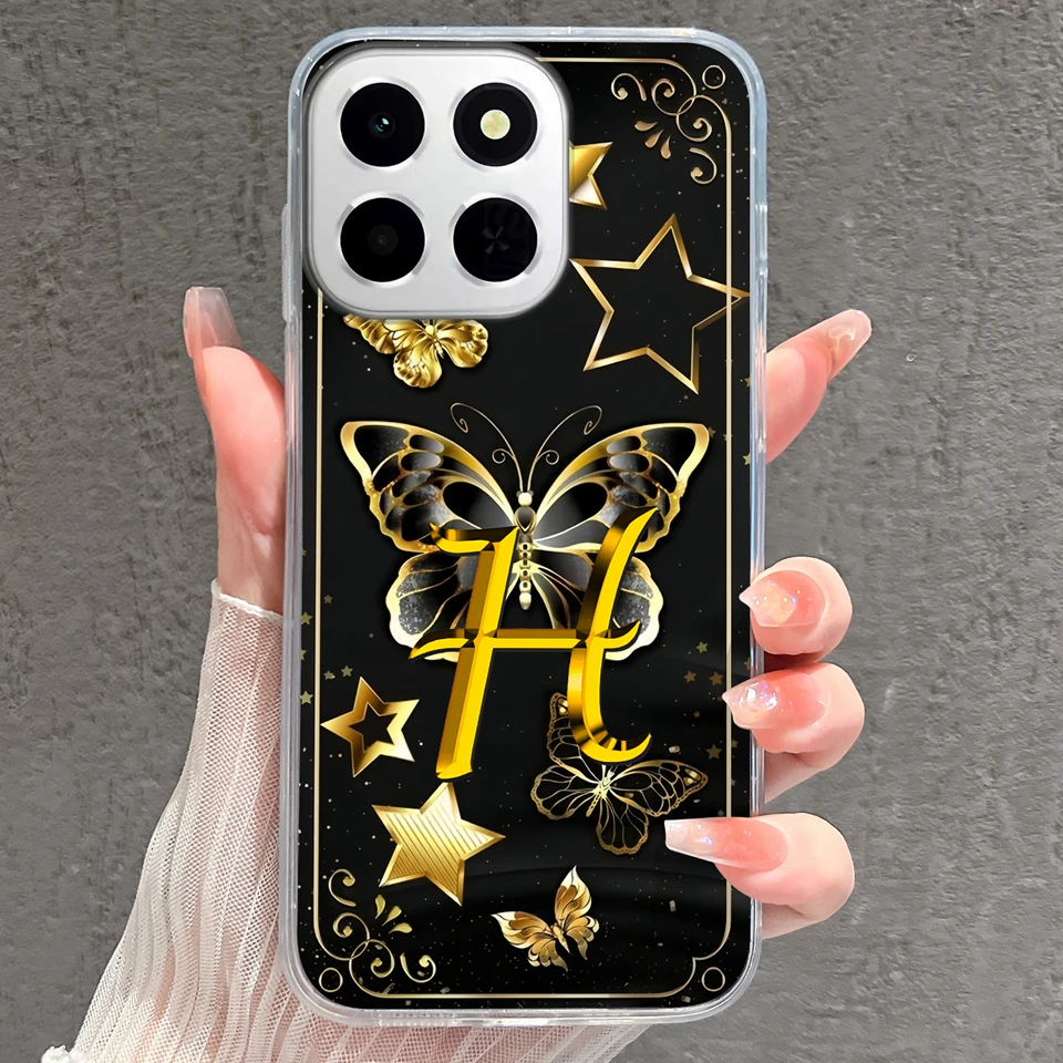 Fashion Love Heart Alphabet Anti-Drop Transparent Bumper Case