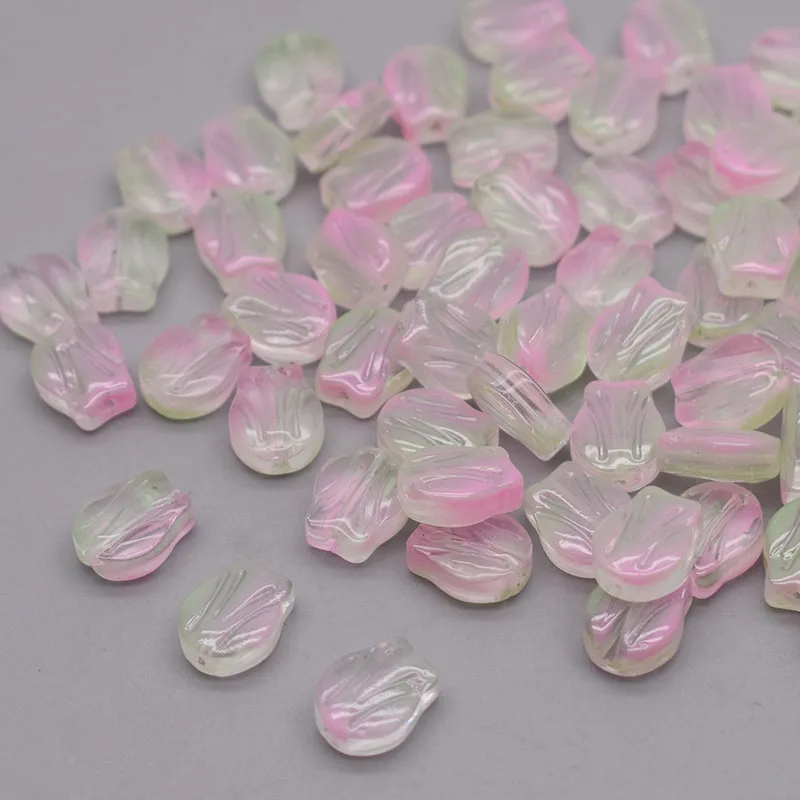 30pcs 9mm Multicolor Glass Tulip Flower Beads