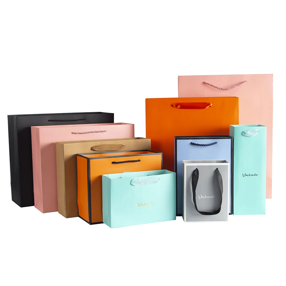 Paper Bags With Handles 50-Pack Custom Logo Paper Gift Tote Bags for Small Business Shopping Bag Retail Bag Party Bag Favor Bag