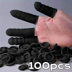 Rubber Finger Protector Covers - Wear - Resistant, Highly Elastic, Anti - Slip Latex Finger Cots for Electronics and Medical Protection (Black 100 pcs)