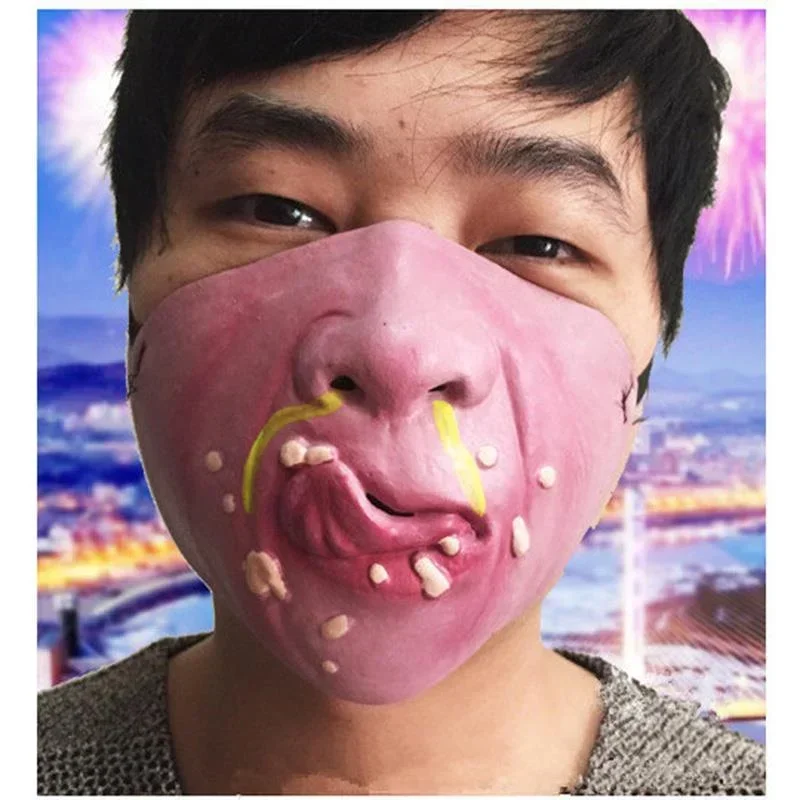 Funny Latex Half Face Masks Adult Clown Mask Horrible Masks Humorous Funny Elastic Band Faced Mask Halloween Party Cosplay Props