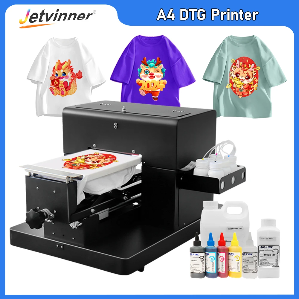 

A4 DTG Printer T shirt Printing Machine Directly to Clothes impressora dtg for Dark and Light A4 DTG Flatbed Textile Printer