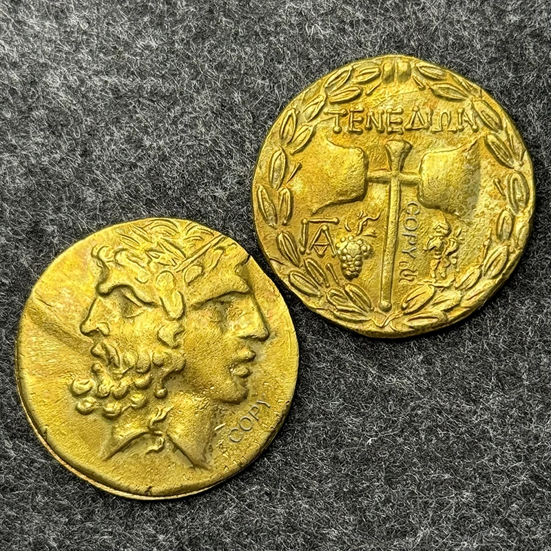 

Double sided Yanus Zeus and Hera gold Greek coin, 4 drachma double-sided axe creative home decoration, collectible gift