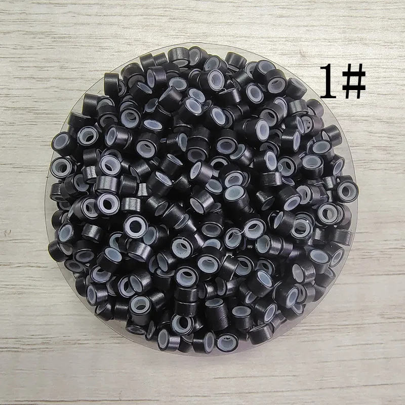 100개/팩 5.0mm*3.0mm*3.0mm 실리콘 마이크로 링크 튜브 링 헤어 익스텐션 비즈 나노 링 비즈 살롱 헤어 익스텐션 도구