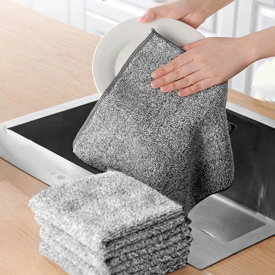 Microfiber Kitchen Towel Set Bamboo Fier Towels for Kitchen Napkin Soft Dish Cloth Absorbent Cleaning Cloth Rags