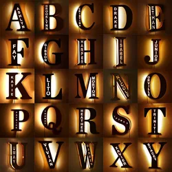 Custom Engraved LED Night Light with Personalized Wooden Letter and Name Sign - 24cm