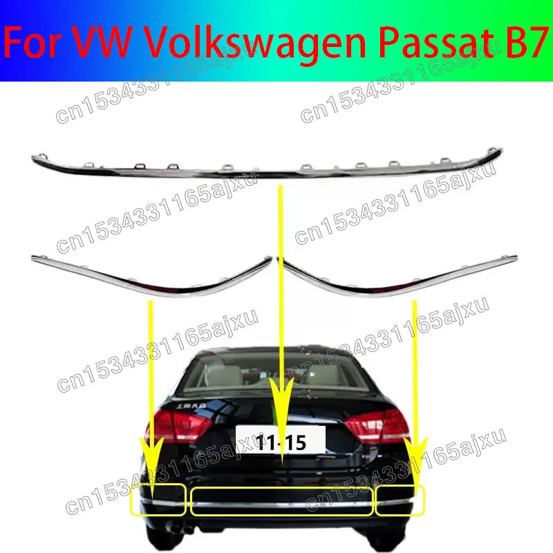 

For VW Volkswagen Passat B7 2011 2012 2013 2014 2015 ABS Rear bumper trim Chrome trim Car styling J