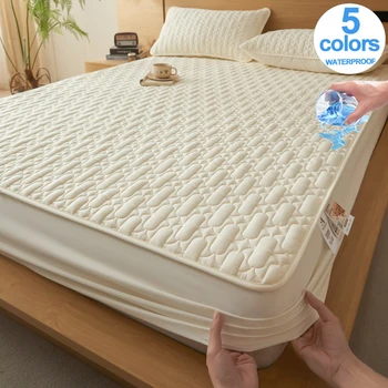 Excellent protège-matelas imperméable, housse de matelas antimicrobienne de couleur unie, hypoallergénique, silencieux, convient à 5 à 28 cm de profondeur 1