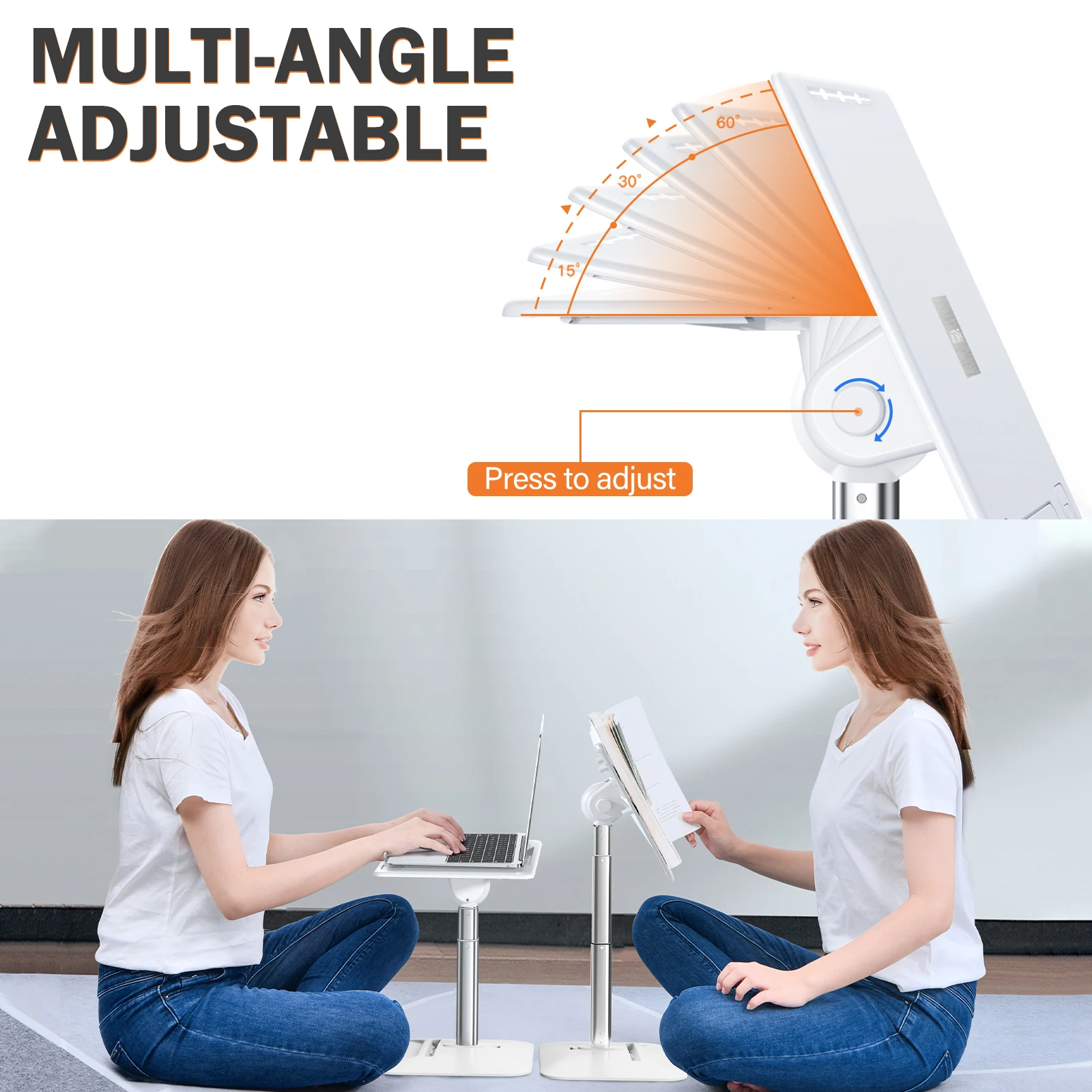 Eary Portable Laptop Stand for Desktop Height Angle Adjustable Holder for Notebook Floor Book Desk Gifts for Kids Girls Students