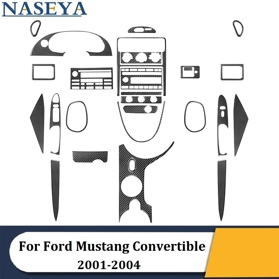 

For Ford Mustang Convertible 2001 2002 2003 2004 Various Parts Carbon Fiber Black Stickers Car Interior Decorative Accessories