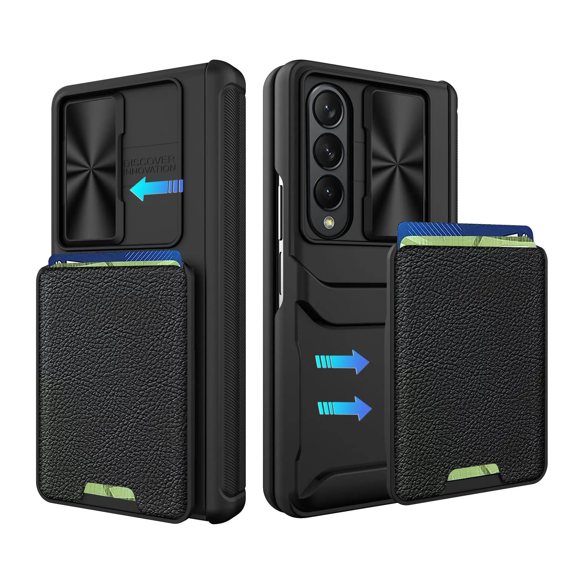 

Slide Lens Camera Protection Case For Samsung Galaxy Z Fold 5 4 Fold5 Fold4 5G Slot Card Holder Armor Rugged Shockproof Cover