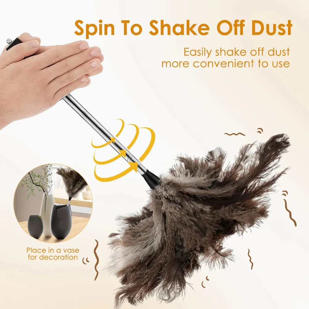 Ostrich Duster Brush Extendable Feather Duster Cleaning Ceiling Fan Furniture 200CM