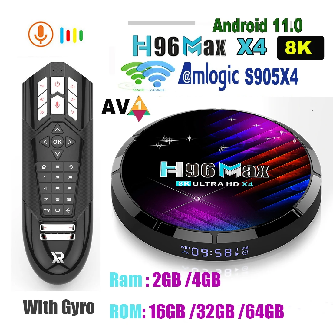 H96 MAX X4 Amlogic S905X4 8K Android 11.0 TV BOX 2.4G&5.8G Very Fast WiFi 4K Voice Assistant dual wifi 32GB 64GB TV Box