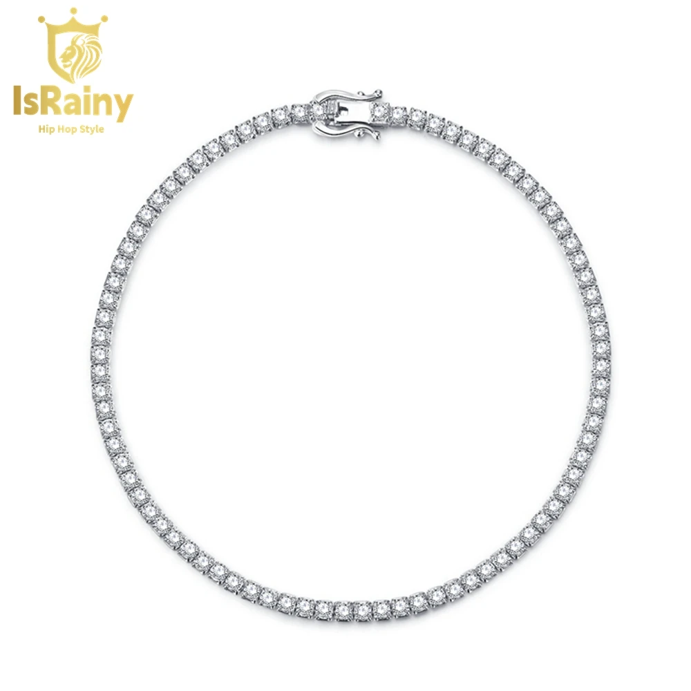 

IsRainy HipHop Rock 925 Sterling Silver 2.5MM White Sapphire Synthetic Sona Diamonds Tennis Bracelets Fine Jewelry Drop Shipping