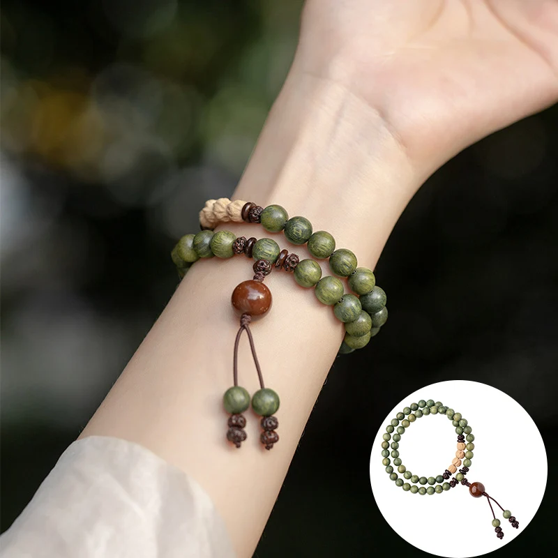 

PANJBJ Sandalwood Pearl Natural String Bracelet for Women Girl Ethnic Style Geometric Manual Jewelry Birthday Gift Dropshipping