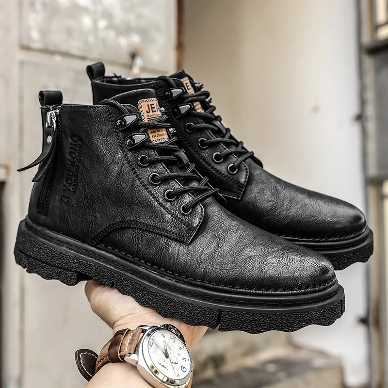 

Men's Chukka Boots Waterproof Leather Casual Lace Up Ankle Oxford Boots Daily Dress Shoes for Men