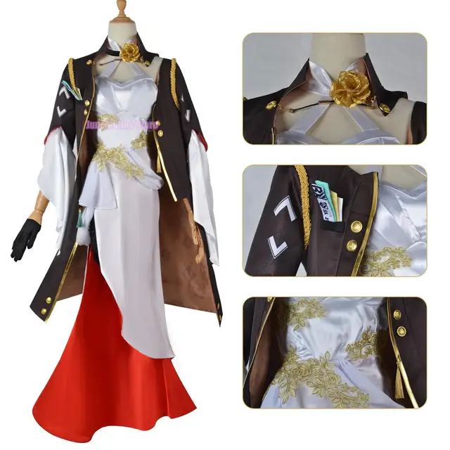 Honkai Star Rail Cosplay Costume Game Honkai Himeko Cosplay Costume Sexy Evening Dress For Woman Red Buckle Cospaly Wig - Image 2
