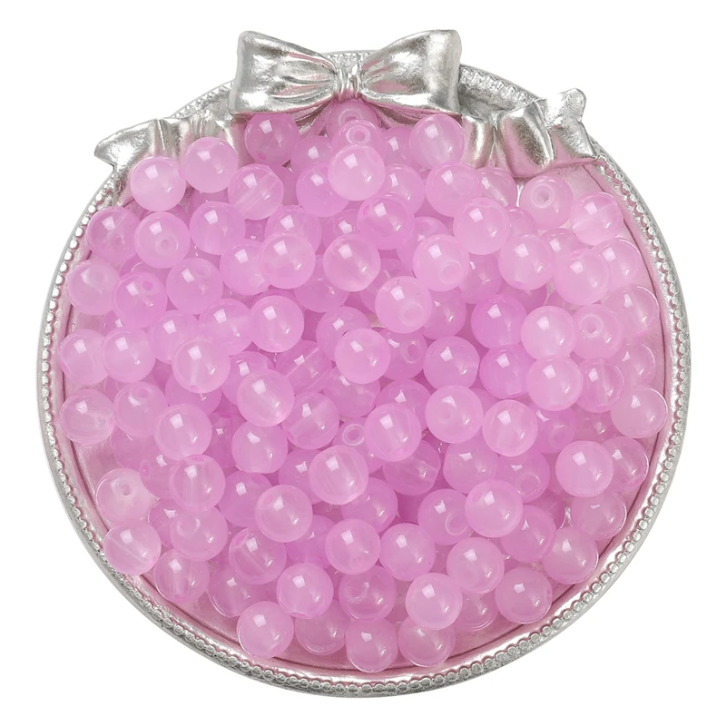Glossy Jelly Imitation Jade Glass Round Beads – Assorted Sizes for Jewelry Making Supplies
