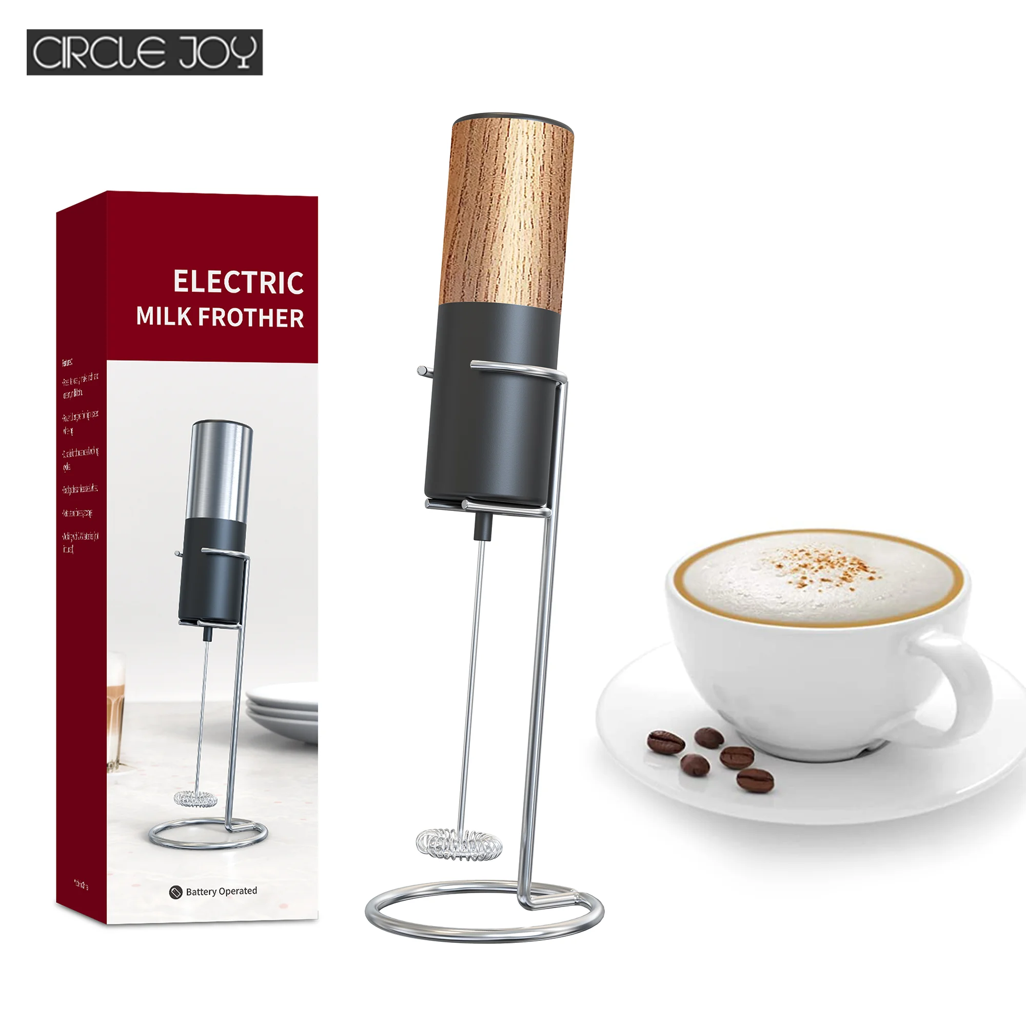 Youpin Circle joy Mini Electric Milk Frother Stainless Steel Kitchen Whisk  Coffee Milk Whisk Automatic Powder