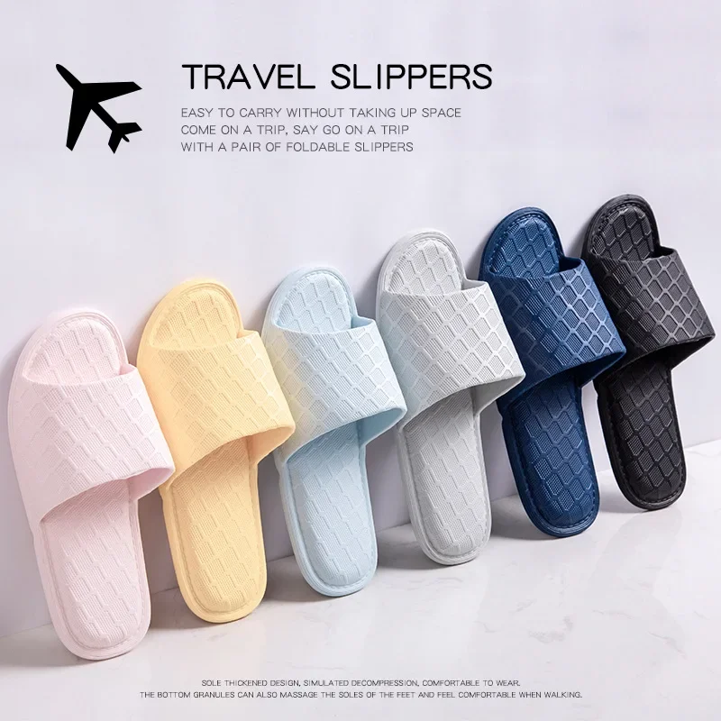 

Летние дорожные складные шлепанцы для ванной, женские комнатные шлепанцы, обувь на плоской подошве для влюбленных, мужские легкие деловые дорожные портативные женские сандалии