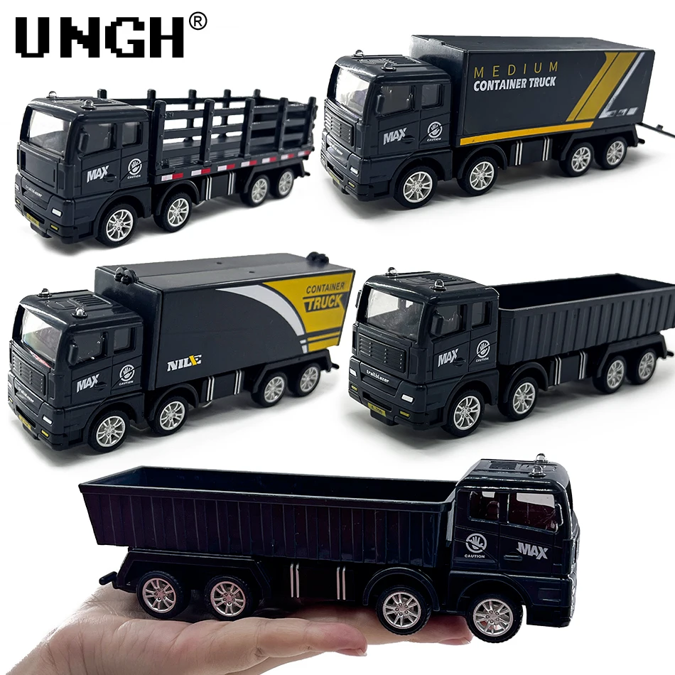 UNGH Simulation Transporter Container Truck Freight Vehicle Children Kids Pull Back Car Model Educational Toys for Boy Game Gift 1