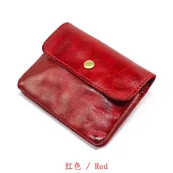 Premium Vintage Handmade Genuine Leather Wallet with Zippered Coin Pocket and Card Holder (Red)