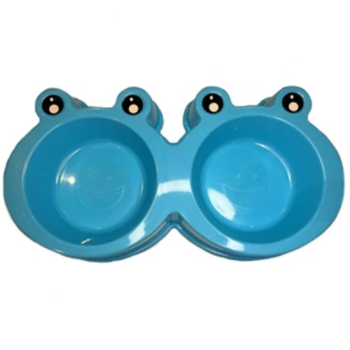 COMEDOURO E BEBEDOURO DUPLO 150ML SAPO AZUL CÃES E GATOS