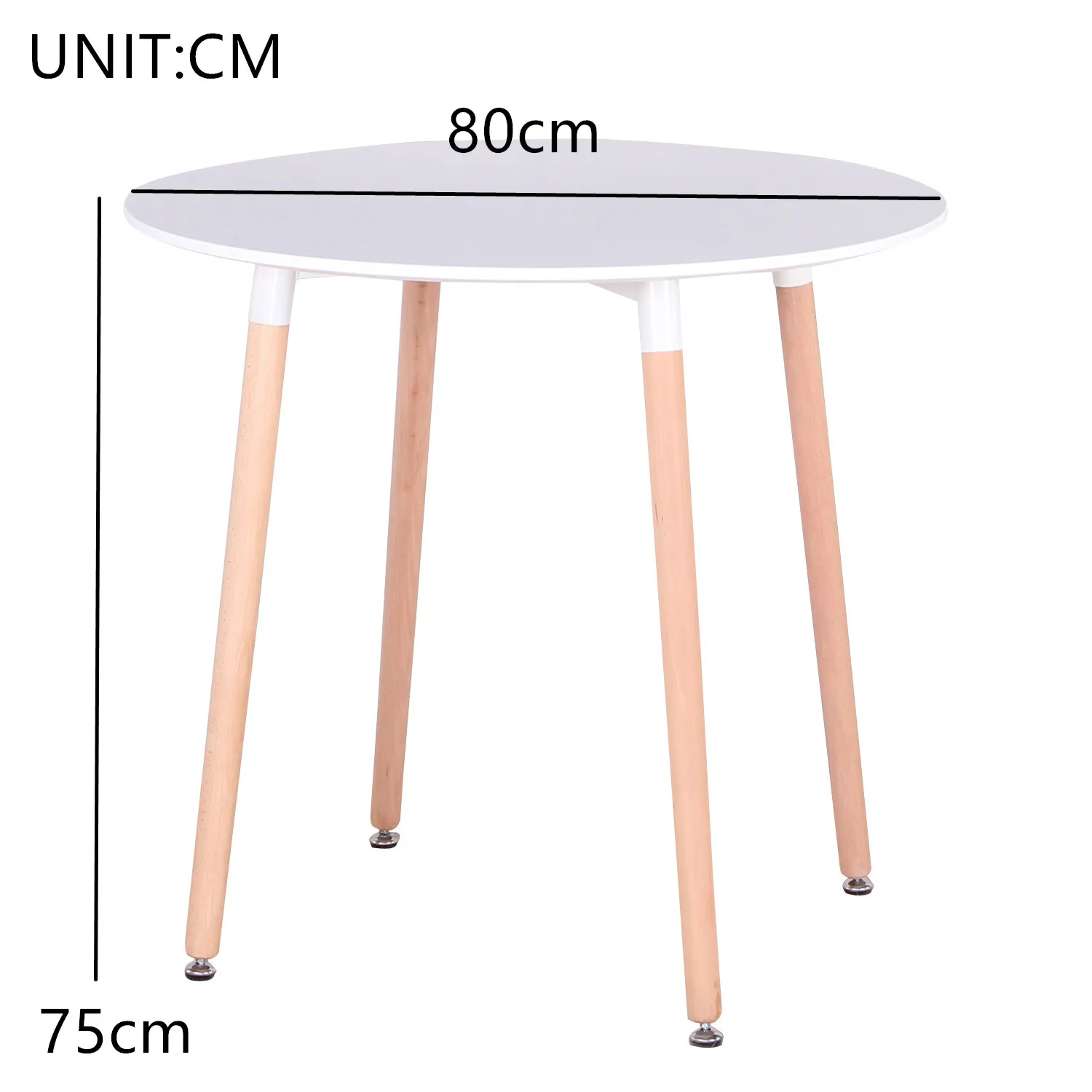 Description Picture 2 of itemDining Table Modern Round Nordic Scandinavian MDF Top Solid Beech Legs for Living Room Dining Apartment 80x 80x75cm White/Black