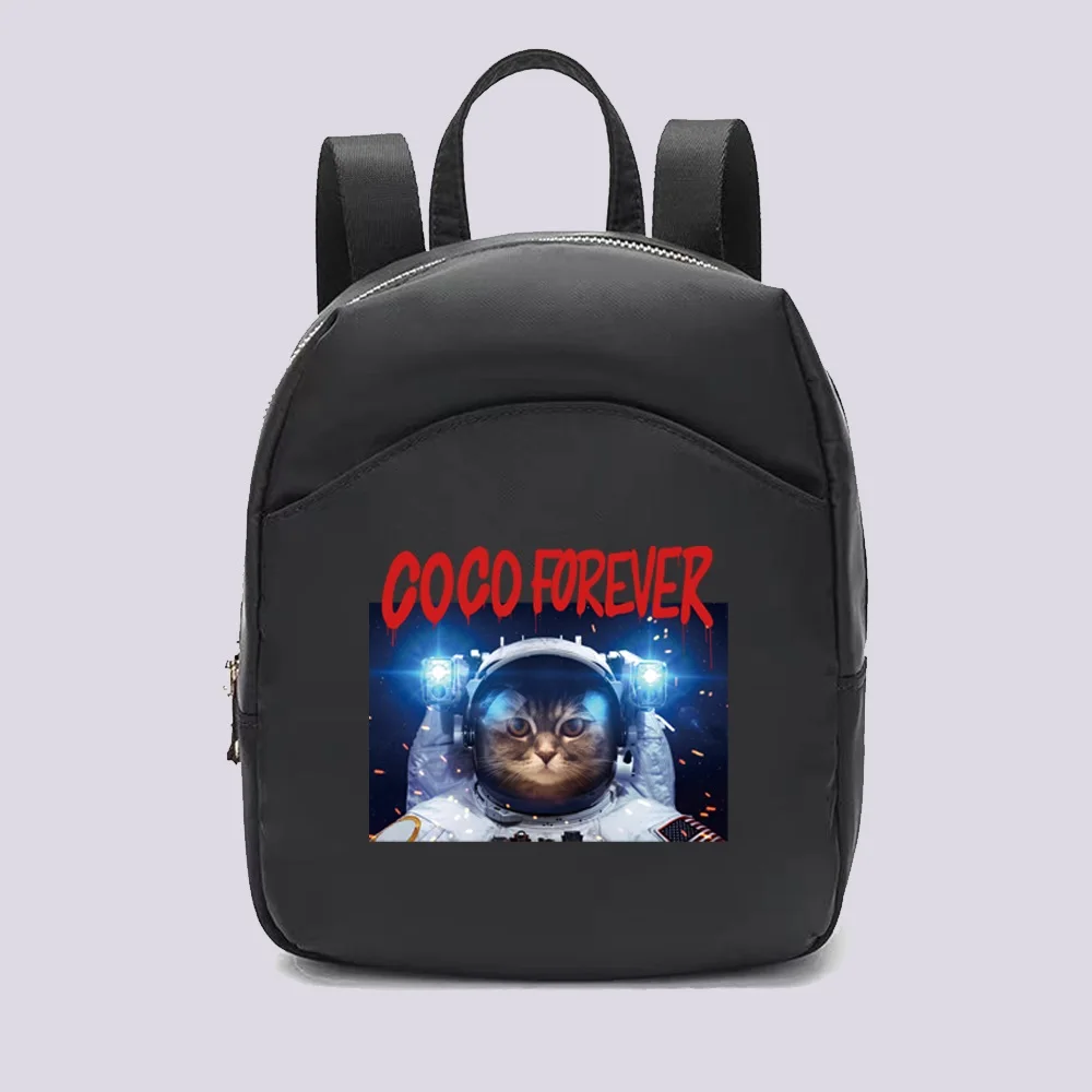 Small Backpacks Women Fashion Astronaut Printing Female Mini School Bags Black Rucksack for Girls 2022 New Casual Backpack