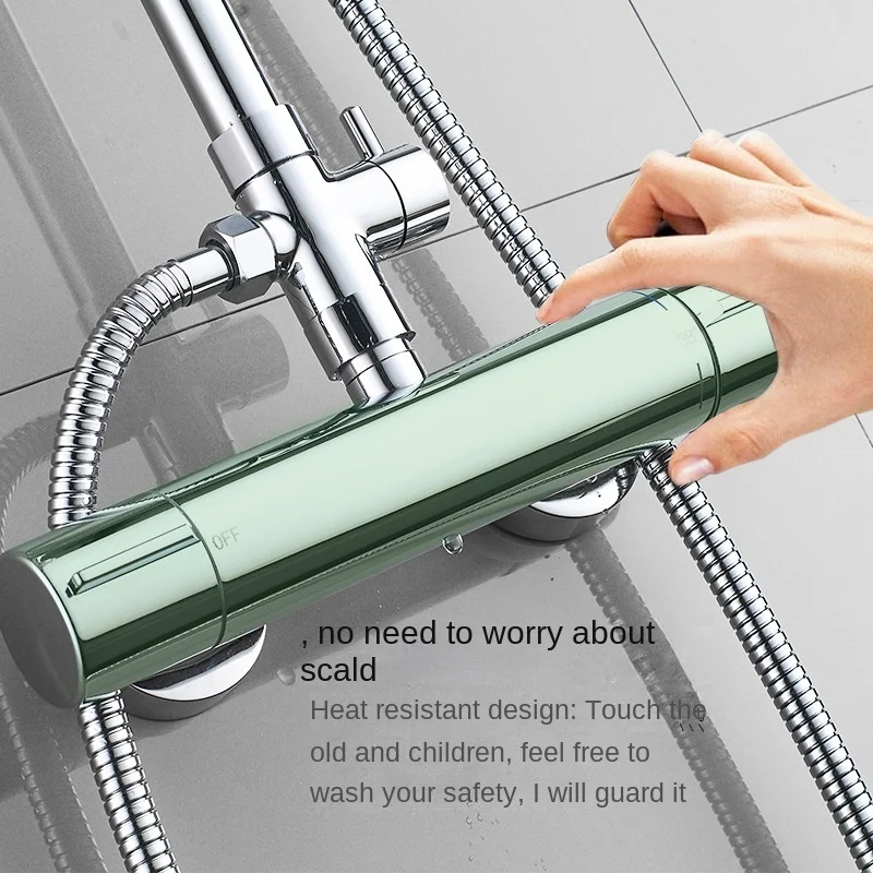 TemperatureRegulatingMixerBrassTapBathroomShowerFaucetSetBlack