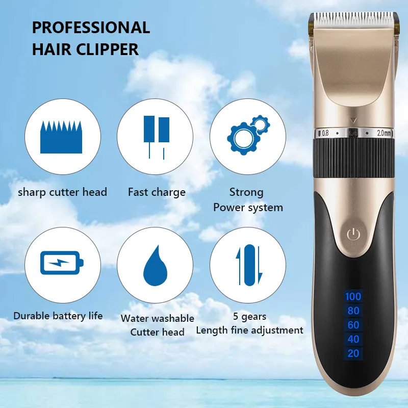 Professional Hair Trimmer Digital USB Rechargeable Hair Clipper for Men  Haircut Ceramic Blade Razor Hair Cutter Barber Machine - AliExpress