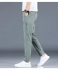 2024 Summer New Thin Ice Silk Stretch Men's Pants Casual Elastic Waist Smooth Trouser Pants Male Brand Clothing 5 Colour 5