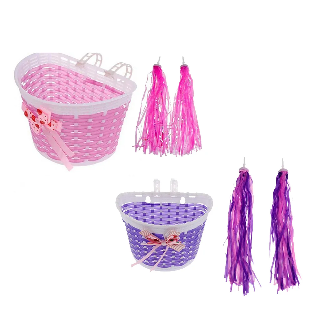 

Bright Streamers Braided Basket Bike Handlebar Decoration Kit Quick Easy Attachment Streamers Basket Combo Bike Accessories