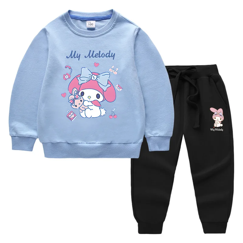 

Sanrio Melody 2023 Spring and Autumn New Children's Clothing Sweater Trousers Cartoon Two-piece Cotton Long-Sleeved Suit