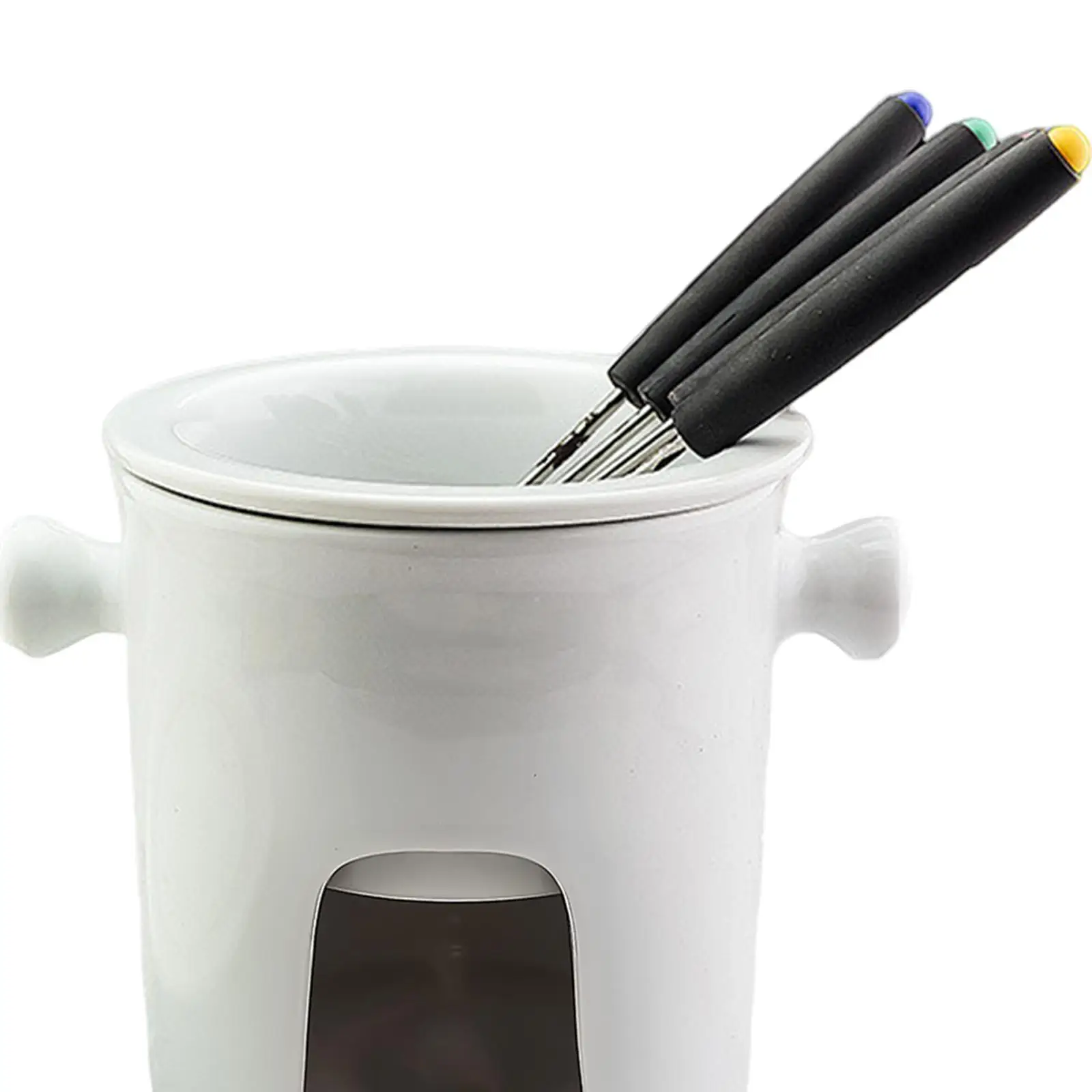 Fondue Set Serving Fondue Set Engagement with 4 Forks Party Snack Cheese Pot Porcelain Melting Pot for Broth Dessert