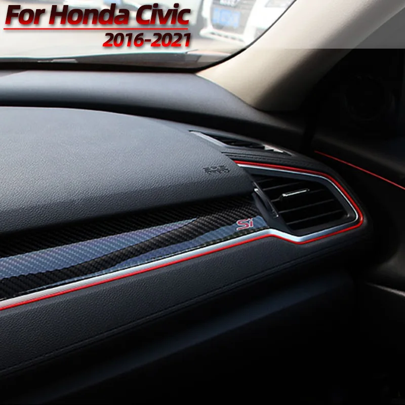 

For 10th Gen Honda Civic 2016-2021 5M Interior Decorative Line Door Air Panel Air Conditioner Outlet Trim Strip Auto Accessory
