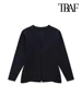 TRAF-Women's Front Hook Fitted Knit Cardigan Sweater, V Neck, Long Sleeves, Side Split Hem, Female Outerwear, Chic Tops, Fashion 5