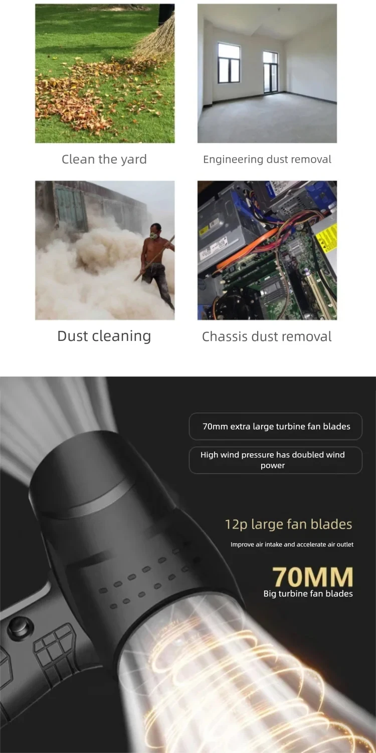 JH Wireless Powerful Air Blower Leaf Blower Portable Fan Air Blowers Super Power