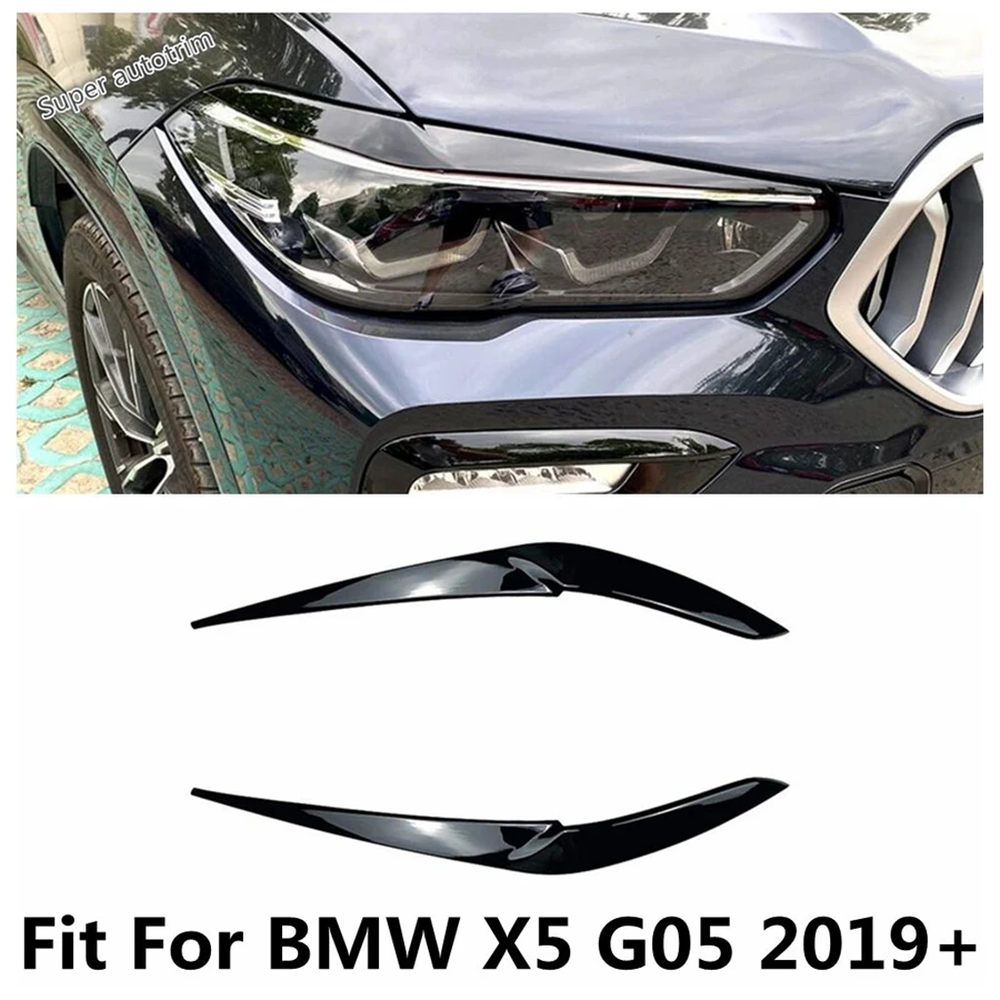 

Front Head Light Lamp Eyelid Eyebrow Strip Cover Trim For BMW X5 G05 2019 - 2022 Black / Carbon Fiber Accessories Exterior Kit