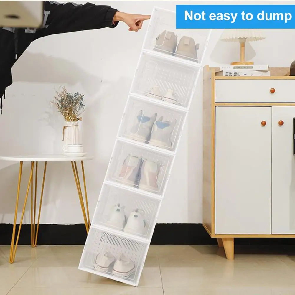 정리함 공간 절약형 플라스틱 신발 상자, 쌓을 수 있는 운동화 보관 정리함, 신발 뚜껑 포함 