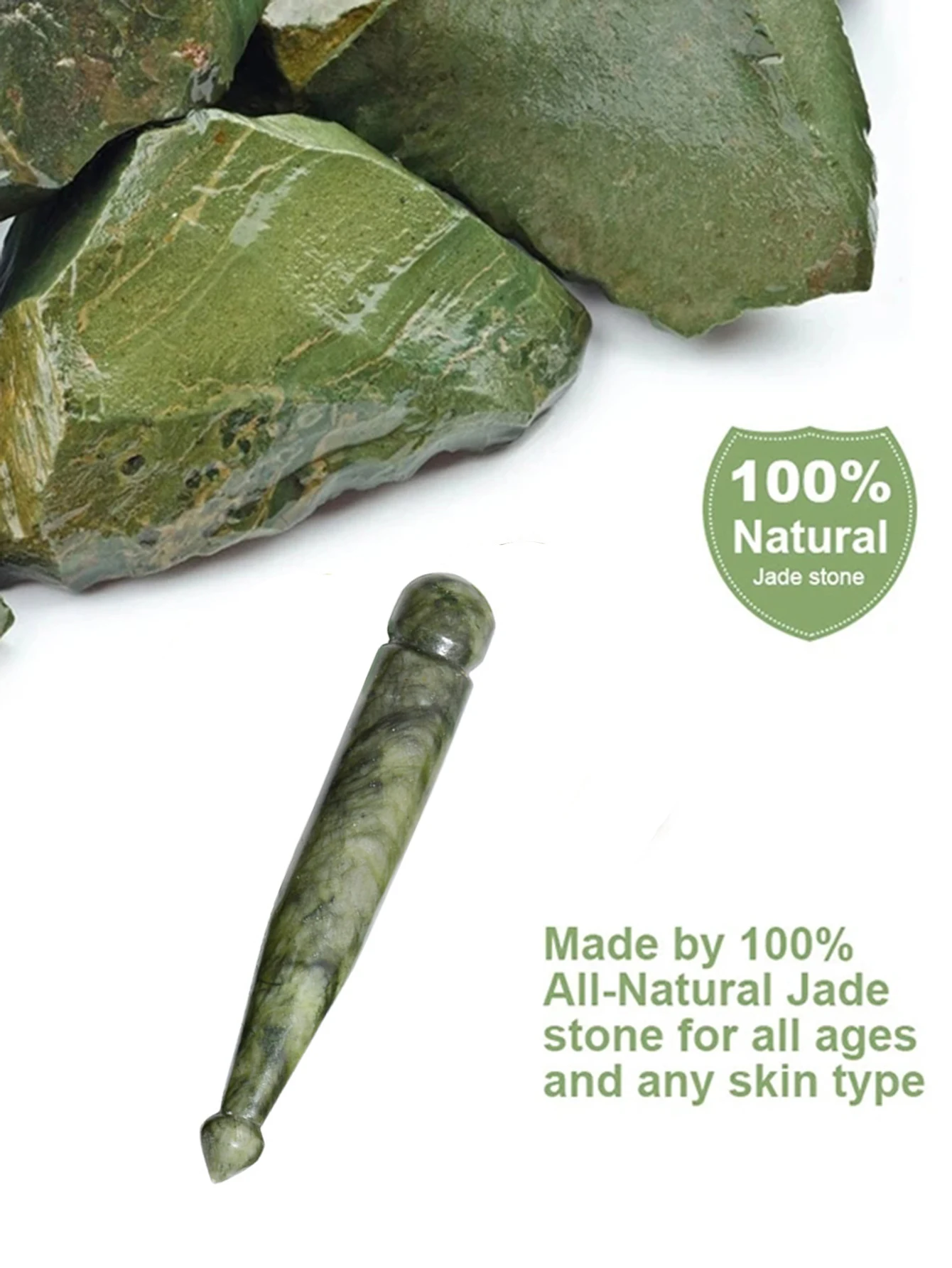 Natural Jade Stone Face Eye Massage Stick Jade Gua Sha Beauty Acupuncture Wand Natural Healing Stone Meridian Scraping Acupoint