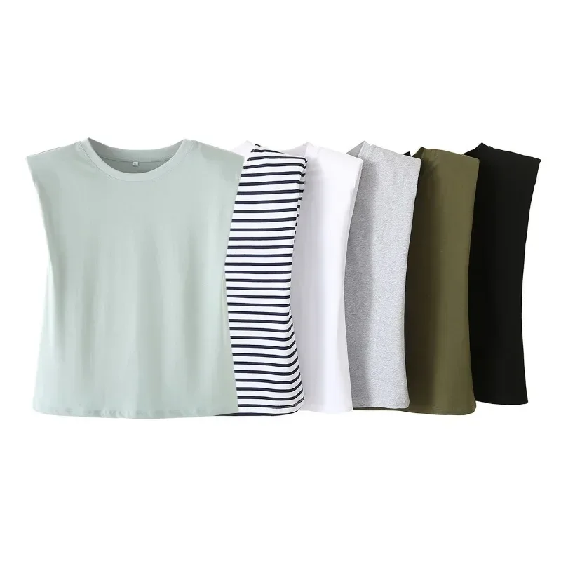 Saashi 4PCS Solid Color Basic Tight Fit T Shirt Set for Women Casual Minimalist O Neck Tops