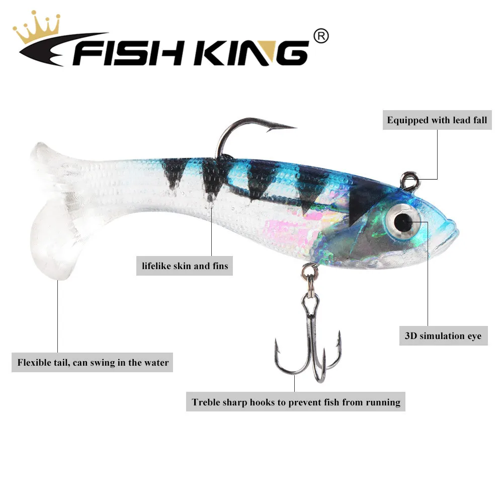 FISH KING Soft Fishing Lure with Treble Hook Jig Wobblers Bass Shad Pike  Zander 80mm/15g 100mm/27.5g 120mm/40g 2Pcs/Lot - AliExpress