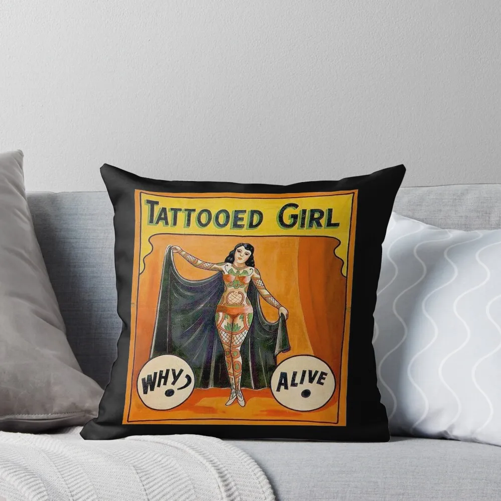 Ragazza Tatuata: Vintage Circus Sideshow Pubblicità Stampa Cuscino Cuscino Divano Cuscino Bambino