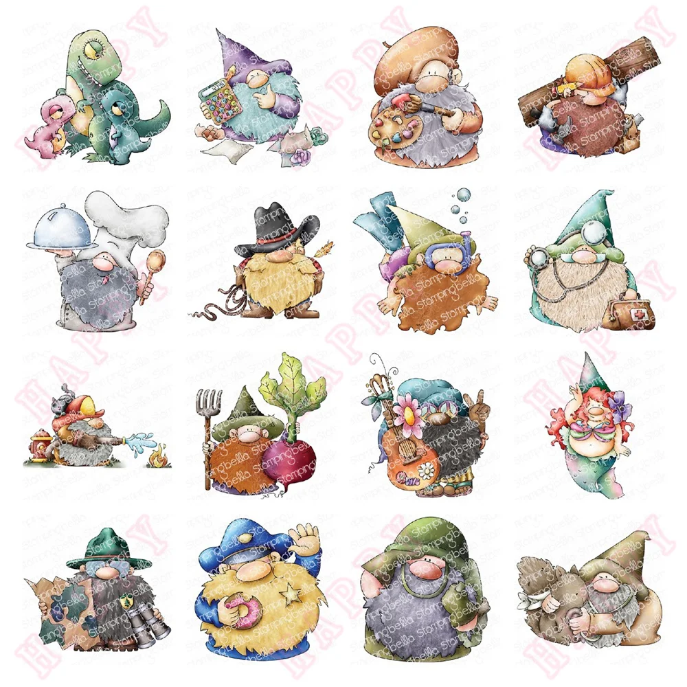 

Various Occupations Of Gnomes Metal Cutting Dies And Stamps For DIY Scrapbook Envelope Diary Decorative Craft Embossing Template