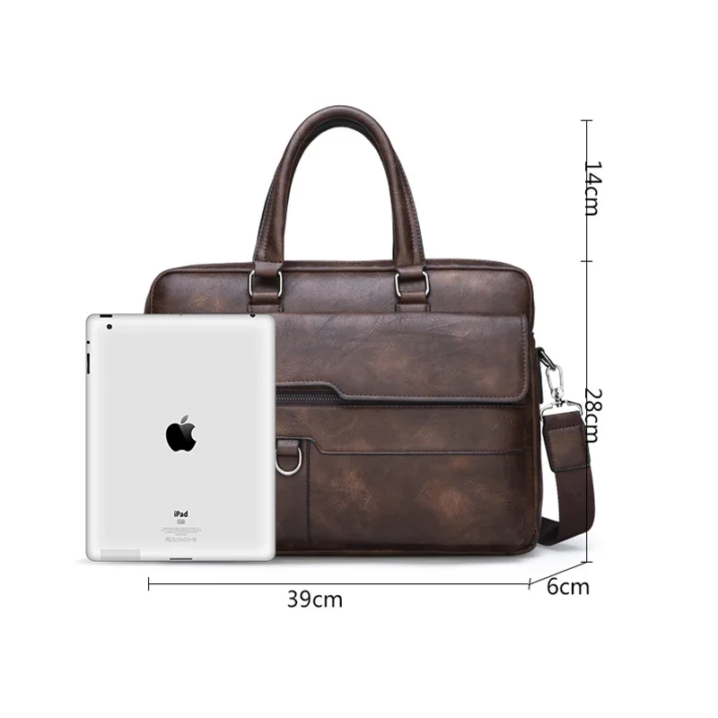 Men's Minimalist Trend Briefcase Large Capacity Office Shoulder Bag Waterproof Business Laptop Handbags Commute Crossbody Bag - 6