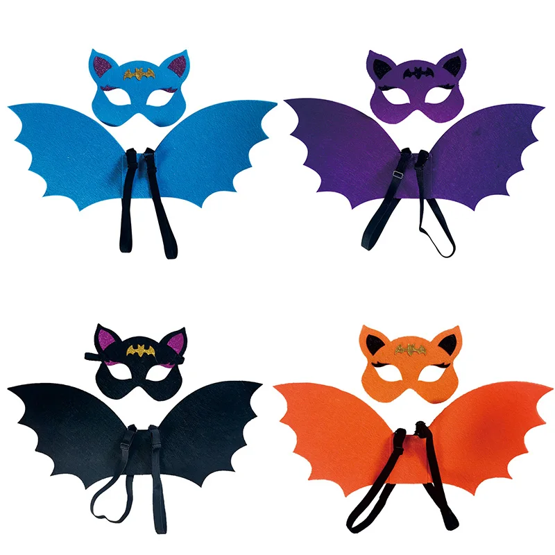 

New Children's Party Bat Wing Bat-Mask Cosplay Props Halloween Costume Kids Bat Wing with Adjustable Elastic Straps Party Decor