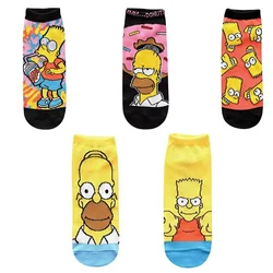 36 Style Cartoon The Simpsons Anime Socks Women Combed Cotton Happy Funny Casual Couples Short Socks