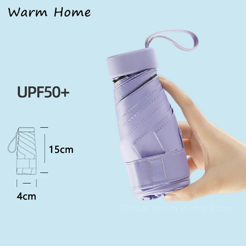 

Mini Sun Umbrella Pocket Rain Umbrellas Anti UV 6-Folding Parasol Portable Lightweight Women Men Sunshade Bumbershoot for Travel