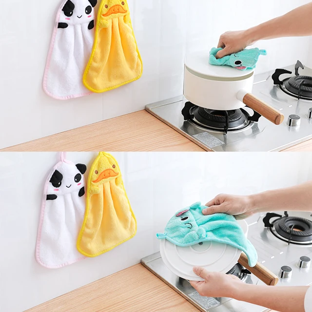 Aranyos Béka Kacsamintás Fürdőszoba Törülközők Függő Hurokkal Univerzális Mikroszálas Korall Gyapjú Abszorbens Kéz Törülköző A Konyhához - Image 4